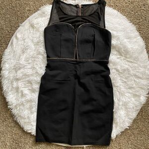 Signature8 Black Dress New Sheer Top Womens Size Medium